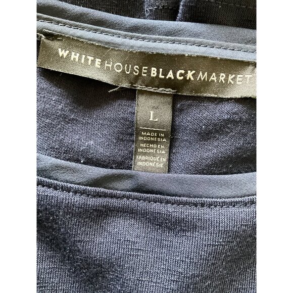 White House Black Market size Large Blue Longsleeve Silver Buttons - Picture 6 of 6